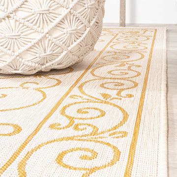 Charleston Vintage Filigree Textured Weave Indoor/outdoor Round Rug